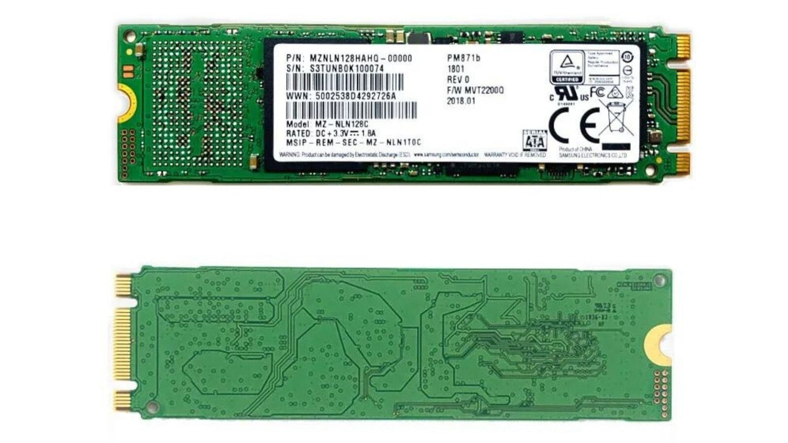 SSD Samsung 128GB M.2 2280 Usato e testato MZ-NLN128C per PC/Notebook/Mini PC