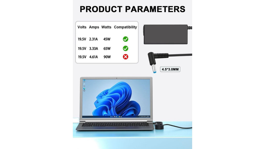 Alimentatore HP 65W 19.5V 3.33A Serie 17 17-ak 17-by 17-cn Punta Blu NUOVO