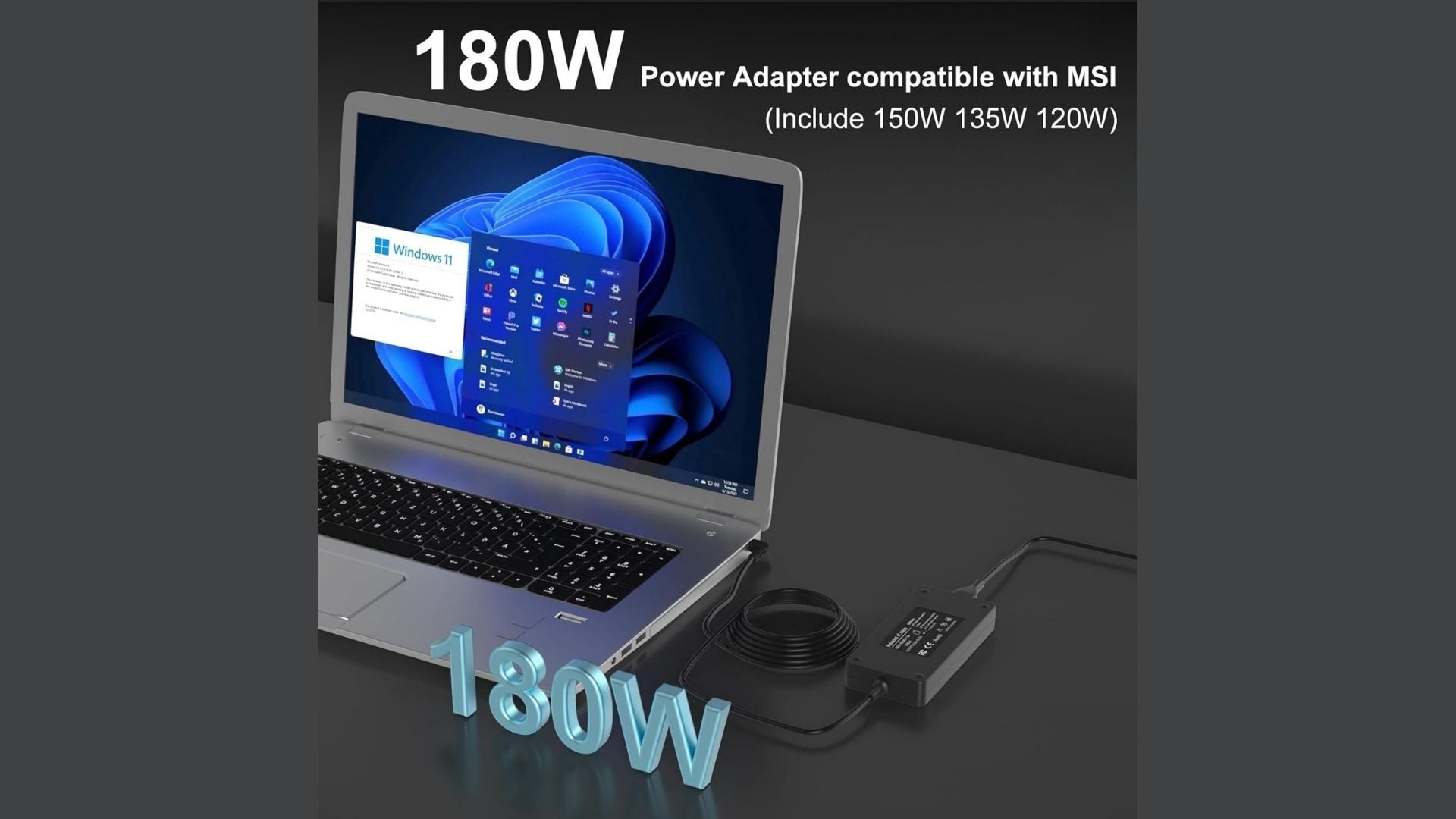 Alimentatore 180W Compatibile con MSI GF65 GF75 GS75 GS65 GS73 GS63 WS66 WS75