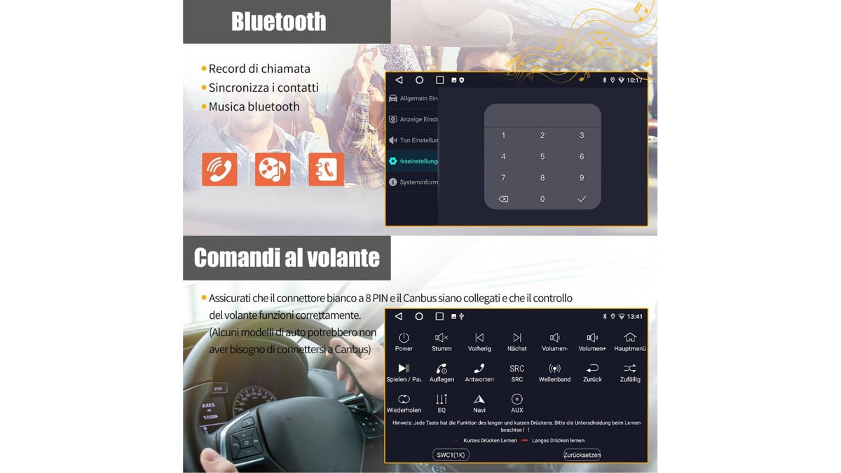 Autoradio 2 DIN Android CarPlay Wireless per VW Golf 5 6 Polo Passat Tiguan Seat - NUOVO