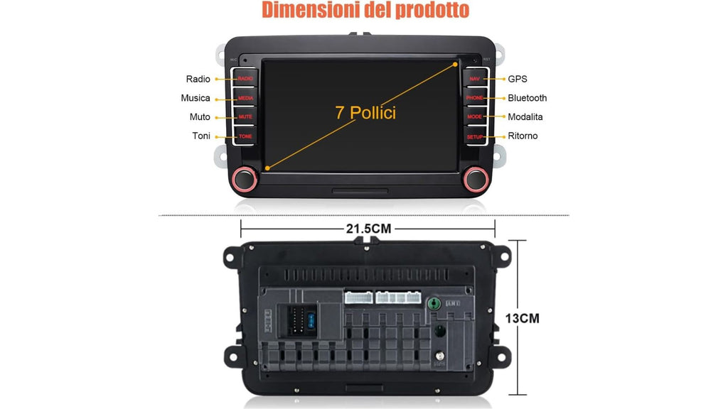 Autoradio 2 DIN Android CarPlay Wireless per VW Golf 5 6 Polo Passat Tiguan Seat - NUOVO