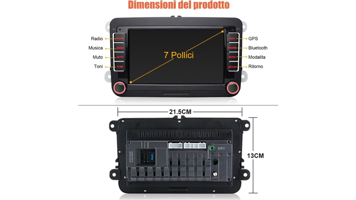 Autoradio 2 DIN Android CarPlay Wireless per VW Golf 5 6 Polo Passat Tiguan Seat - NUOVO
