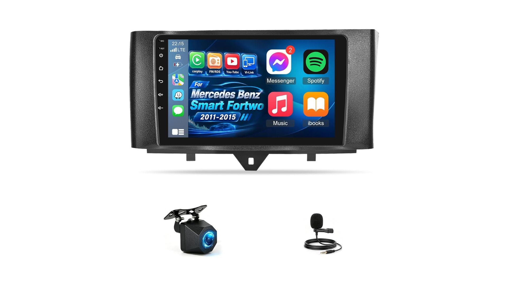 Autoradio per Mercedes Benz Smart Fortwo 2011-2015+ CarPlay Wireless/Android Auto
