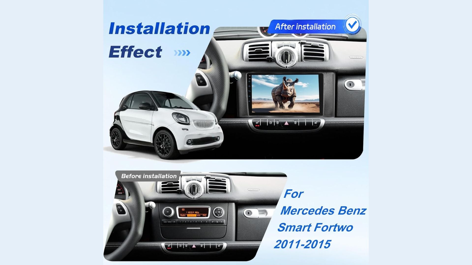 Autoradio per Mercedes Benz Smart Fortwo 2011-2015+ CarPlay Wireless/Android Auto
