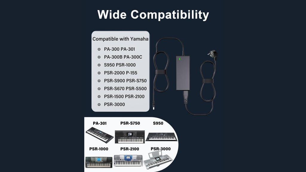 Caricabatterie 16V 2.5Q 6.30 x 3.00 mm Yamaha PA-300 Tastiera Yamaha PSR, MOTIF, AW Series