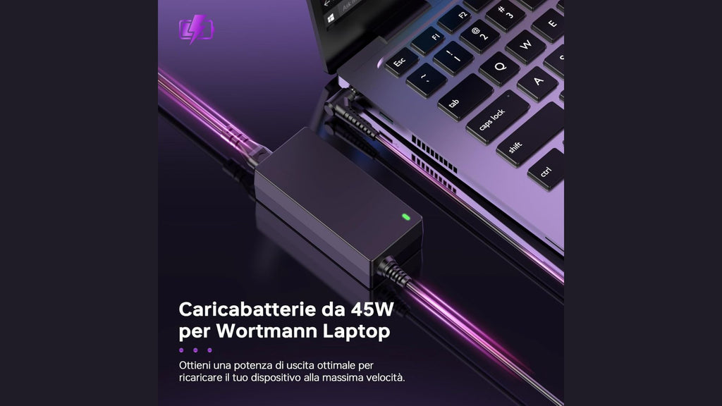 Caricatore 45W 40W 19V 2.37A Wortmann Terra Mobile 4,8x1.7mm