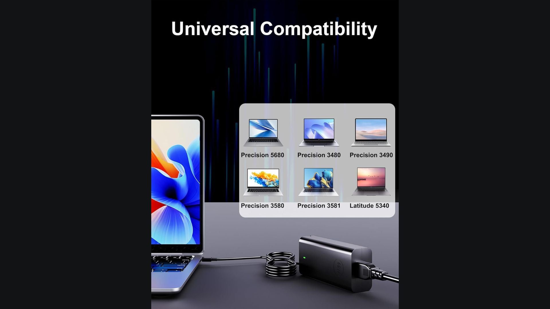 Caricatore USB C da 100W compatibile con Dell Precision Inspiron Latitude
