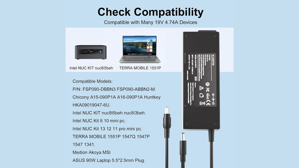 Alimentatore da 90 W Wortmann Terra Mobile Intel NUC Kit