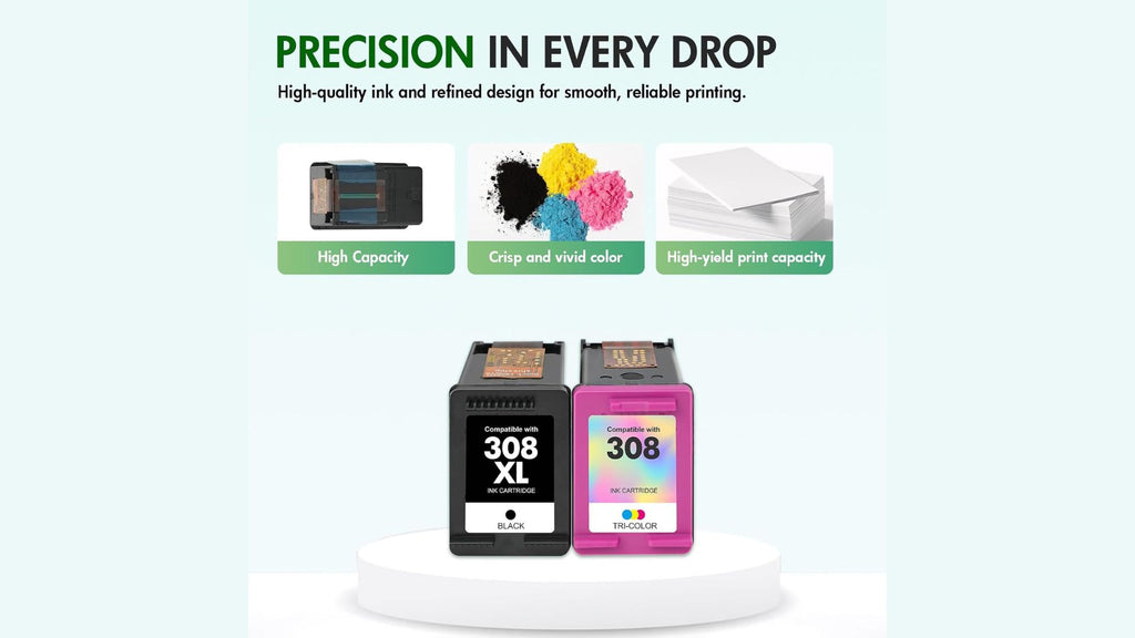 Cartucce Toner d'inchiostro per HP 308 per Envy 6110e 6120e 6122e 6130 6132e 6532e (1 nero, 1 colore)