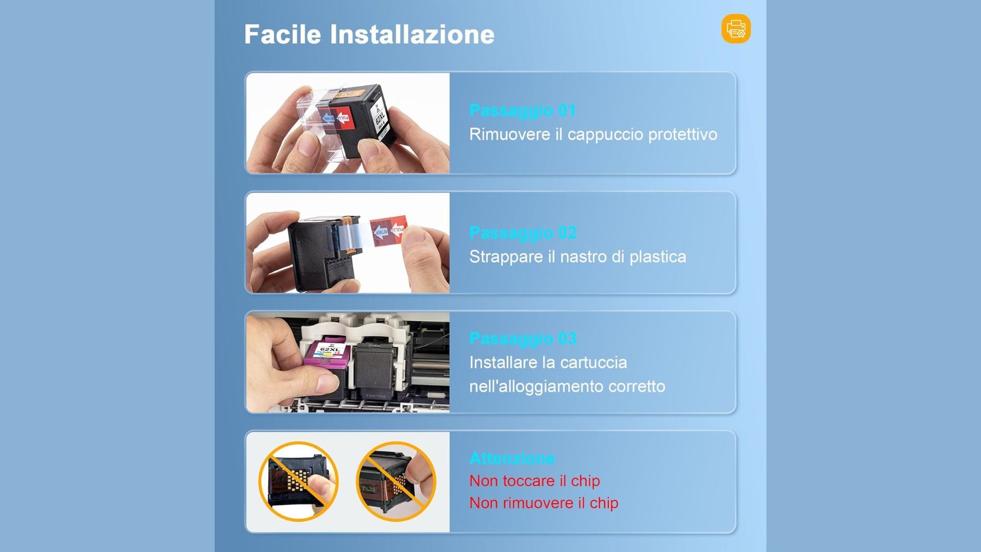 Cartuccia d'inchiostro Compatibile HP 62 XL Nero e Colore HP Officejet 5740 200 250 HP Envy 5540 5740 7640 5640 5547