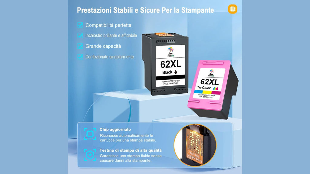 Cartuccia d'inchiostro Compatibile HP 62 XL Nero e Colore HP Officejet 5740 200 250 HP Envy 5540 5740 7640 5640 5547