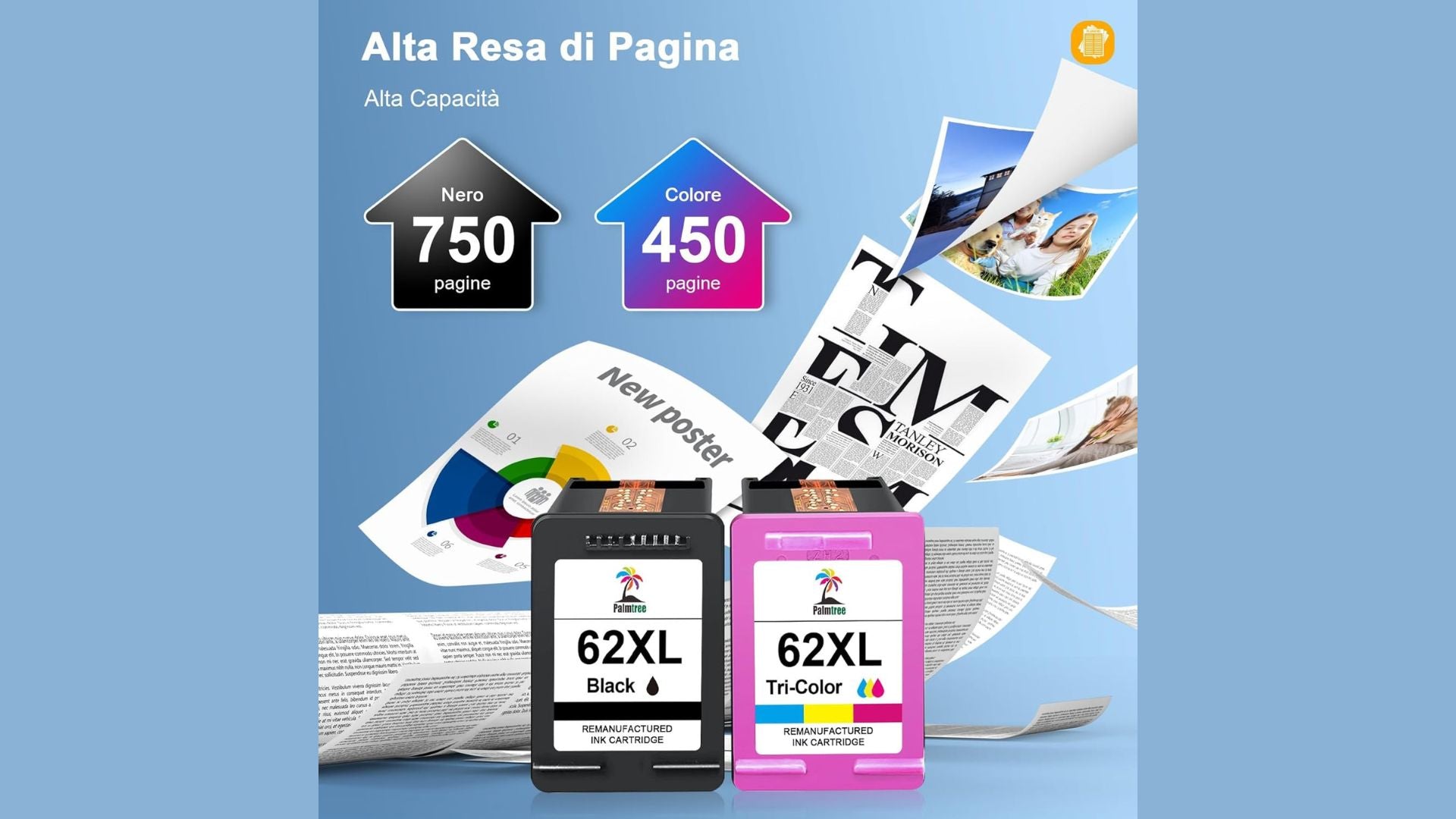 Cartuccia d'inchiostro Compatibile HP 62 XL Nero e Colore HP Officejet 5740 200 250 HP Envy 5540 5740 7640 5640 5547