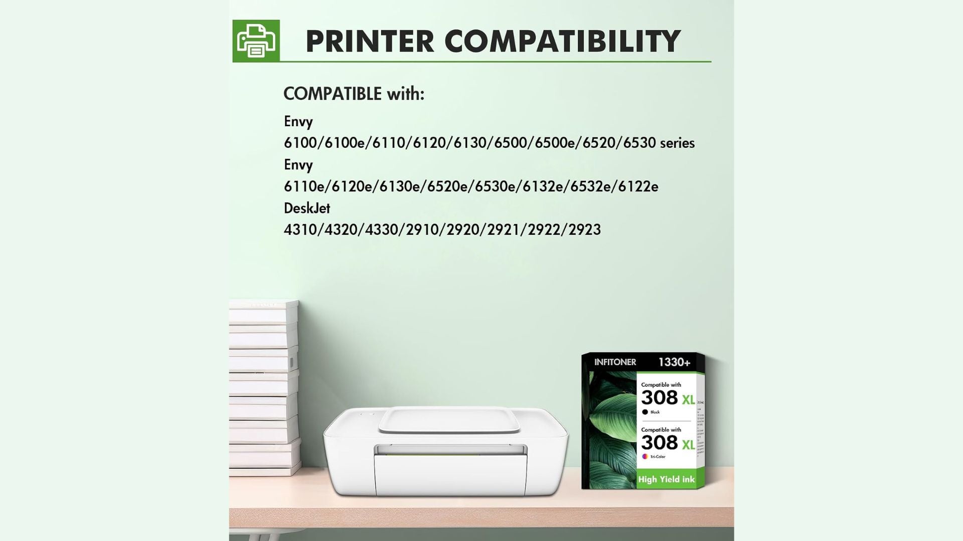 Cartuccie d'inchiostro 6120e 6520e 6100 Compatibile per HP308 XL 308XL Multipack Nero e Colore per HP ENVY 6120e 6520e 6100 6132e 6532e 6120 6110e 6122e 6130 6132e Stampante