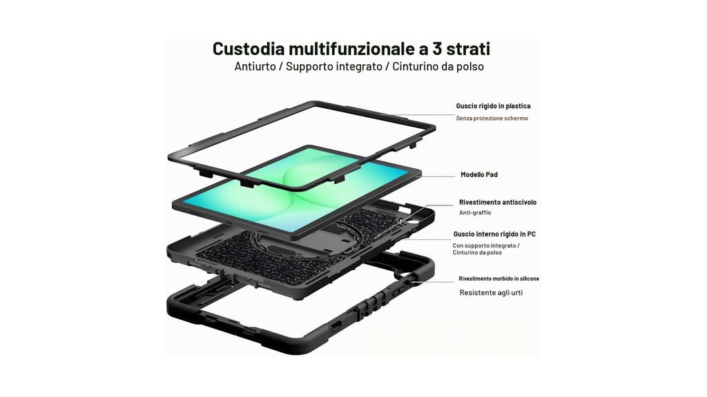 Cover Antiurto per Bambini per Samsung Galaxy Tab A11+ Plus Nero