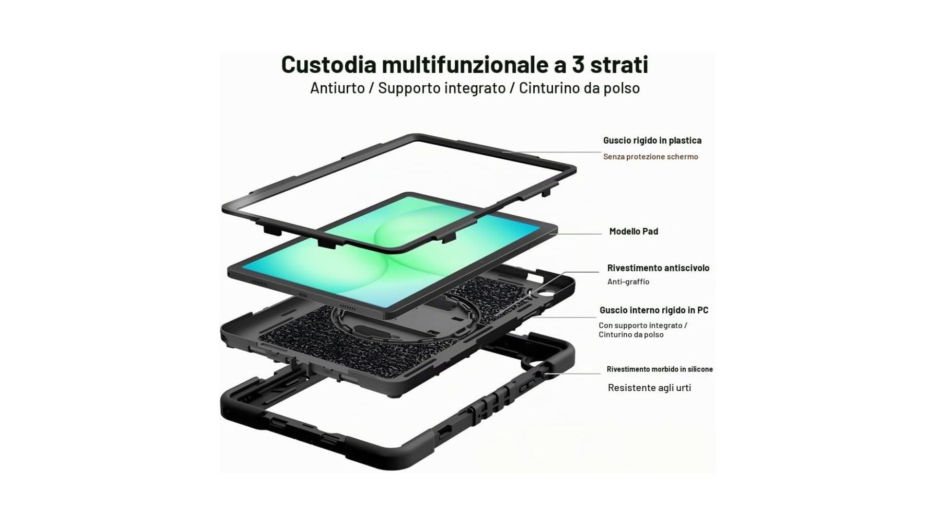 Cover Antiurto per Bambini per Samsung Galaxy Tab A11+ Plus Nero