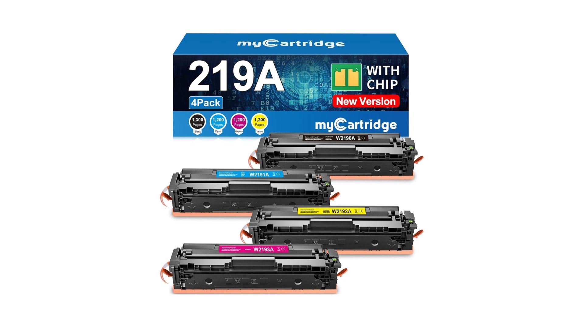 Ricambio per HP 219A Toner Set (Con Chip) per 219X 219A per HP Color Laserjet Pro MFP 3302FDWG Toner per MFP 3302SDWG 3302FDNG per W2190A W2191A W2192A W2193A